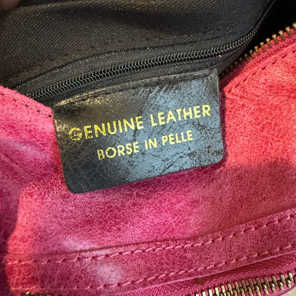 Pink Genuine Leather Handbag Made in Italy Suede Crossbody Bag - Picture 7 of 9